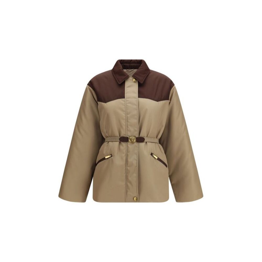 Versace Beige Nylon Full-Length Women's Jacket